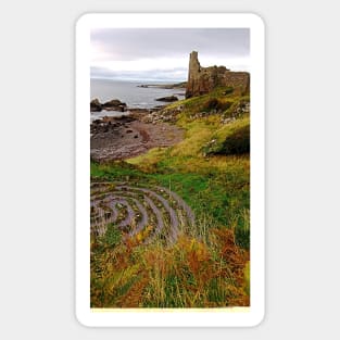 Dunure Castle and Labyrinth, Scotland Sticker